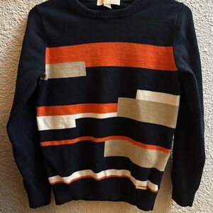 Michael Kors Women's Navy and Orange Patterned Sweater